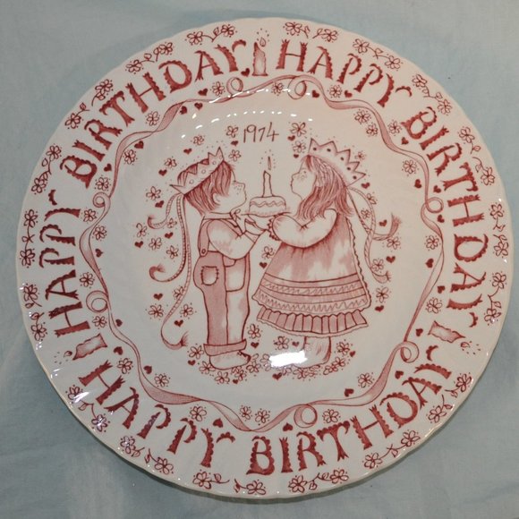 1974 TWO mother & child plates crownford china happy birthday & home (42) - Picture 7 of 10